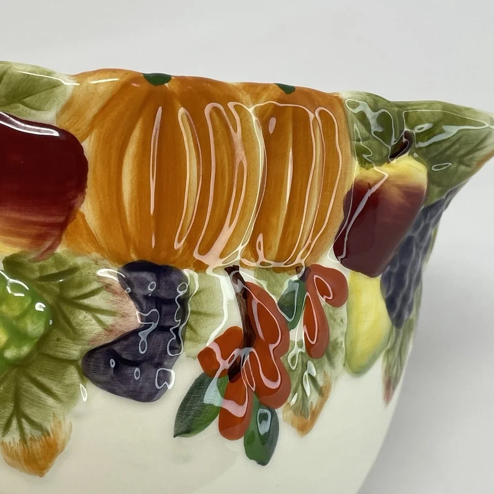 Harry David‎ Embossed Pitcher Serving Bowl 2007 Painted Fall Fruit Thanksgiving